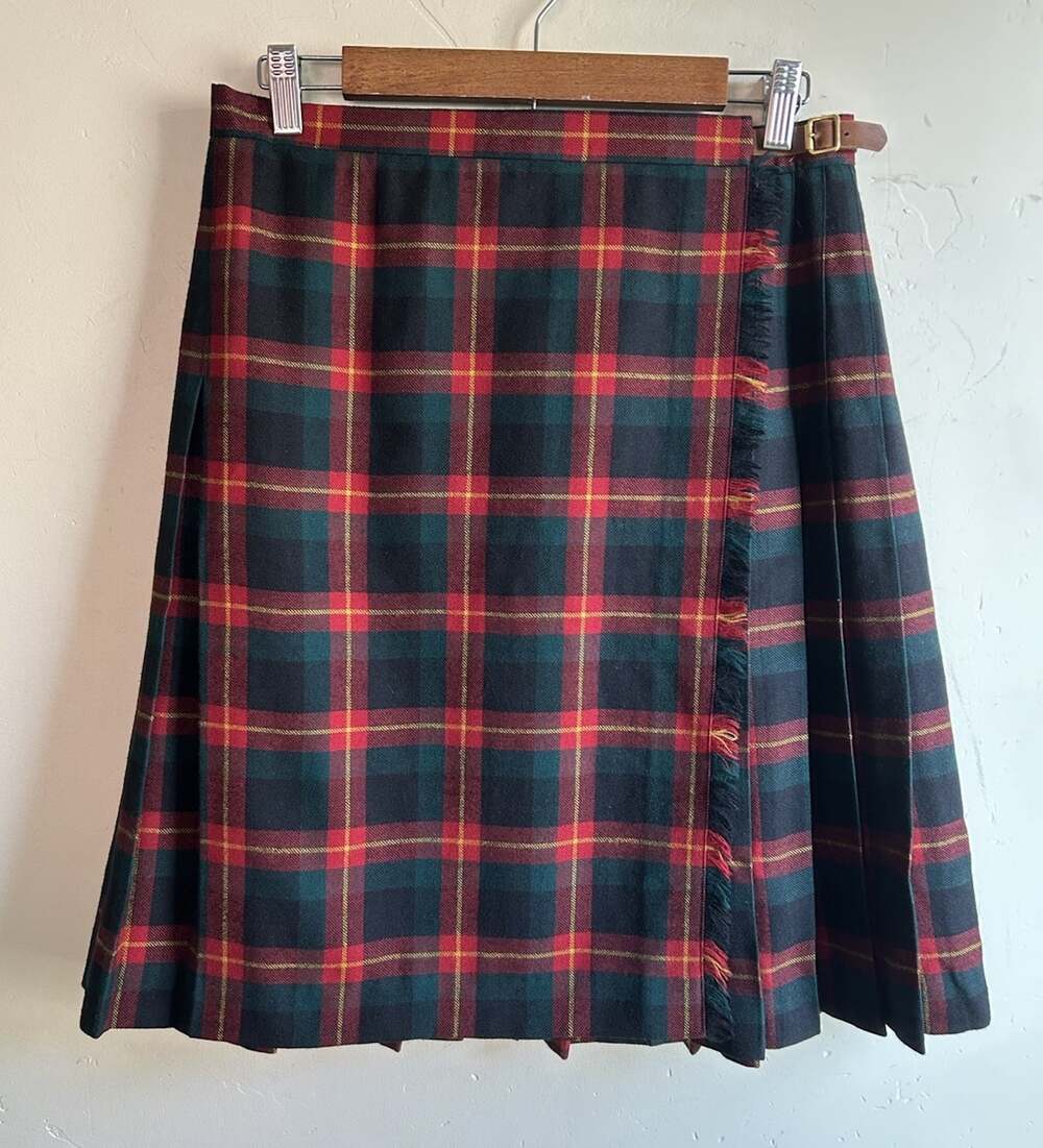 Lauren Ralph Lauren Skirt Womens 12 Wool Plaid Pleated Tartan Kilt Vintage